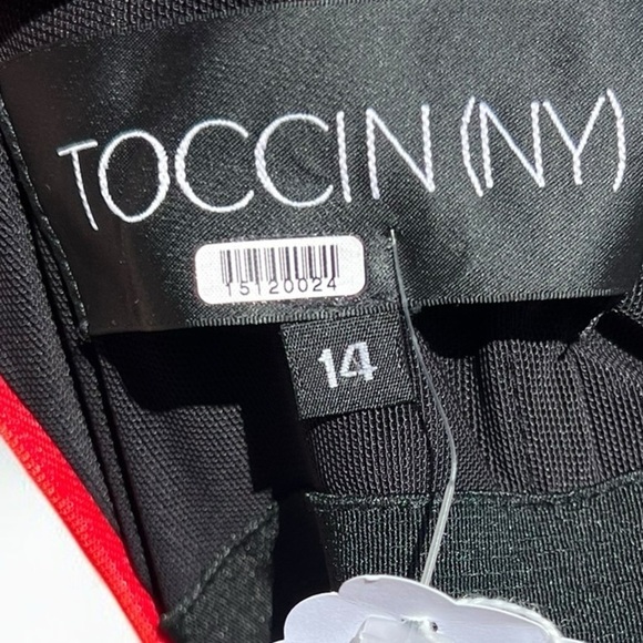 🌻Toccin Red & Pink Draped Bow Mini Cocktail Night our Formal Dress Size 14 - Picture 13 of 14